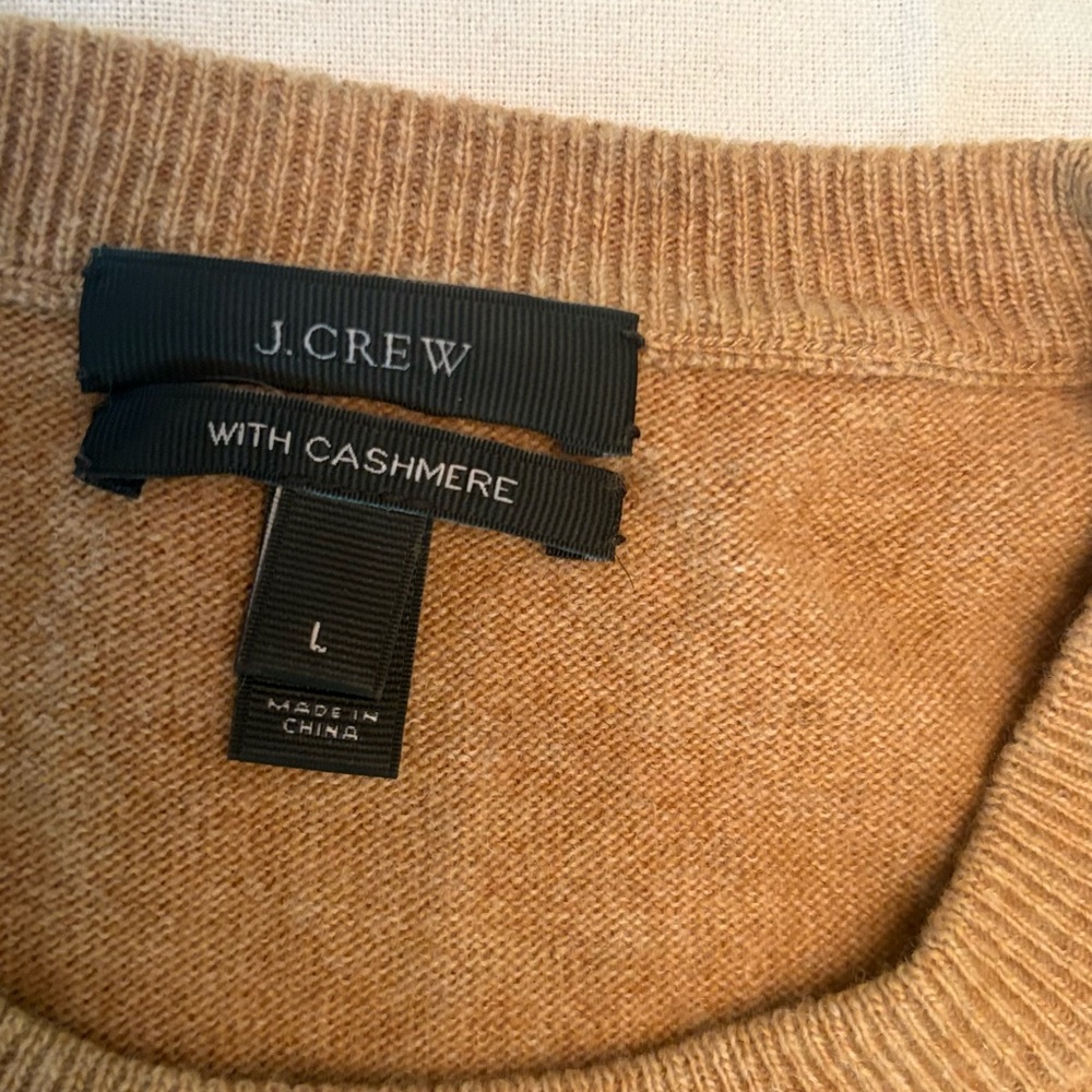 J. Crew Tan Crewneck Sweater with Cashmere